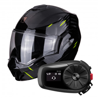 Modular Scorpion Exo Tech Pulse Negro + Kit Bluetooth Sena 5S Solo