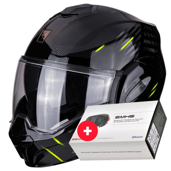 Modular Scorpion Exo Tech Pulse Negro + Kit Bluetooth Sena SMH5