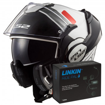 Modular LS2 Valiant Prox White Red FF399 + Linkin Ride Pal III