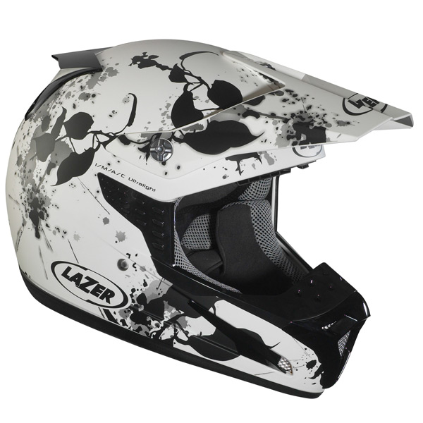 casco moto Lazer SMX Leaves Blanco Negro
