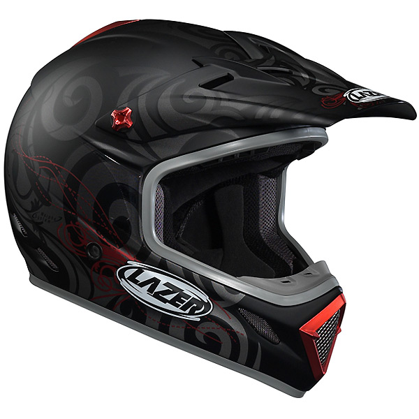 casco moto Lazer MX7 Hurricane Negro Gris Rojo Mate