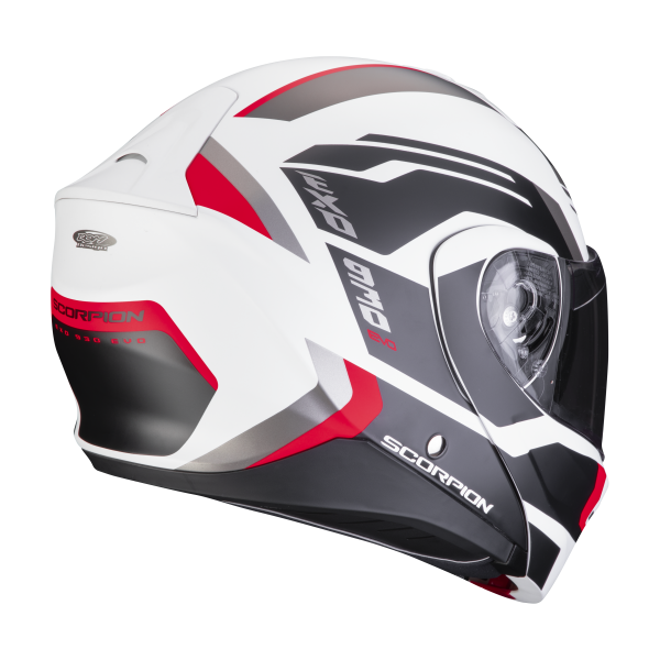 Scorpion Exo 930 Evo Sikon Matt White Black Red + Kit Bluetooth Lokui K30