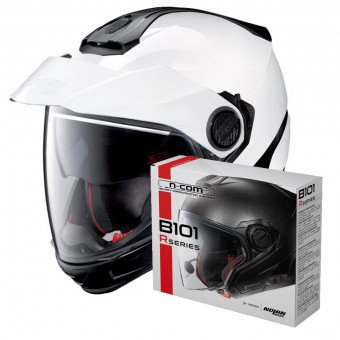 Convertible Nolan N40 5 GT Classic N-Com White 5 + Kit Bluetooth B101R
