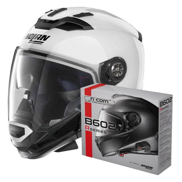 Convertible Nolan N70 2 GT Classic N-Com Metal White 5 + Kit Bluetooth B602R