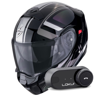Convertible Scorpion Exo 930 Evo Ardens Black Chameleon + Kit Bluetooth Lokui K30