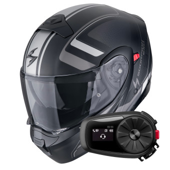 Convertible Scorpion Exo 930 Evo Ardens Matt Black Silver + Kit Bluetooth 5S Solo