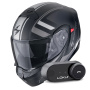 Casque Convertible Scorpion Exo 930 Evo Ardens Matt Black Silver + Kit Bluetooth Lokui K30