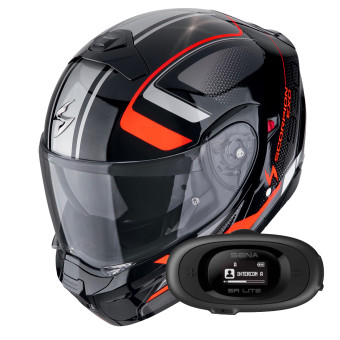 Convertible Scorpion Exo 930 Evo Ardens Metal Black Red + Kit bluetooth 5R Lite