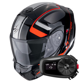 Convertible Scorpion Exo 930 Evo Ardens Metal Black Red + Kit Bluetooth 5S Solo