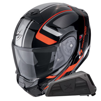 Convertible Scorpion Exo 930 Evo Ardens Metal Negro Rojo + Kit Bluetooth Exo-Com Link-1
