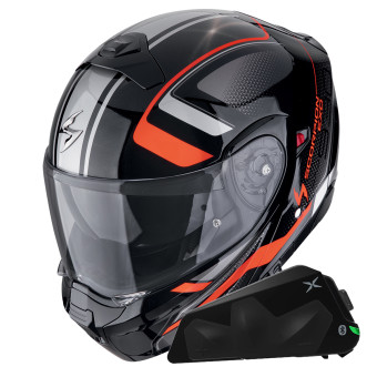 Convertible Scorpion Exo 930 Evo Ardens Metal Negro Rojo + Kit Bluetooth Exo-Com Link-1C