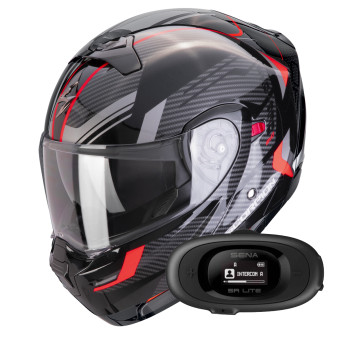 Convertible Scorpion Exo 930 Evo Sikon Black Silver Red + Kit bluetooth 5R Lite