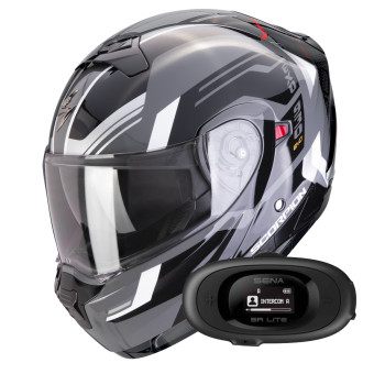Convertible Scorpion Exo 930 Evo Sikon Grey Black White + Kit bluetooth 5R Lite