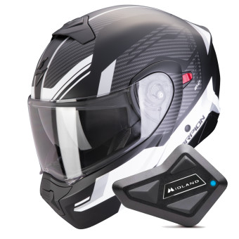 Convertible Scorpion Exo 930 Evo Sikon Matt Black White + Kit Bluetooth BT Mini