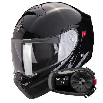 Convertible Scorpion Exo 930 Evo Solid Black + Kit Bluetooth 5S Solo