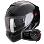Casque Convertible Scorpion Exo 930 Evo Solid Black + Kit Bluetooth 5S Solo