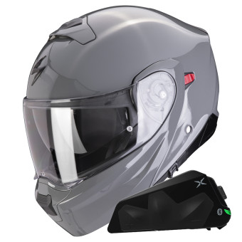 Convertible Scorpion Exo 930 Evo Negro Slido + Kit Bluetooth Exo-Com Link-1C
