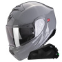 Casque Convertible Scorpion Exo 930 Evo Negro Slido + Kit Bluetooth Exo-Com Link-1C