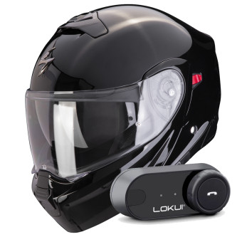 Convertible Scorpion Exo 930 Evo Solid Black + Kit Bluetooth Lokui K30