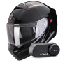 Casque Convertible Scorpion Exo 930 Evo Solid Black + Kit Bluetooth Lokui K30