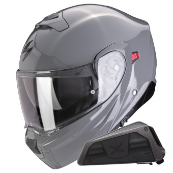 Convertible Scorpion Exo 930 Evo Solid Cement Grey + Kit bluetooth Exo-Com Link-1