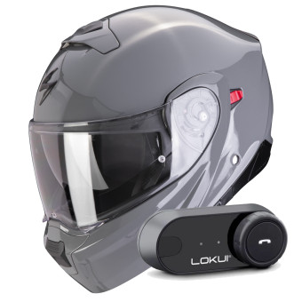 Convertible Scorpion Exo 930 Evo Solid Cement Grey + Kit Bluetooth Lokui K30