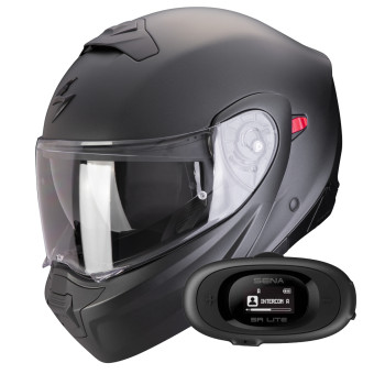 Convertible Scorpion Exo 930 Evo Solid Matt Pearl Black + Kit bluetooth 5R Lite