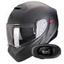 Casque Convertible Scorpion Exo 930 Evo Solid Matt Pearl Black + Kit bluetooth 5R Lite