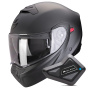 Casque Convertible Scorpion Exo 930 Evo Solid Matt Pearl Black + Kit Bluetooth BT Mini