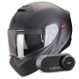 Casque Convertible Scorpion Exo 930 Evo Solid Matt Pearl Black + Kit Bluetooth Lokui K30