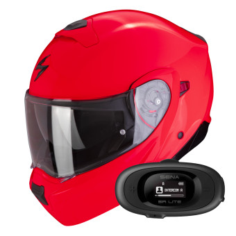 Convertible Scorpion Exo 930 Evo Solid Neon Red + Kit bluetooth 5R Lite