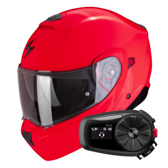 Casque Convertible Scorpion Exo 930 Evo Solid Neon Red + Kit Bluetooth 5S Solo Casque Convertible Scorpion Exo 930 Evo Solid Neon Red + Kit Bluetooth 5S Solo