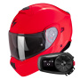 Casque Convertible Scorpion Exo 930 Evo Solid Neon Red + Kit Bluetooth 5S Solo
