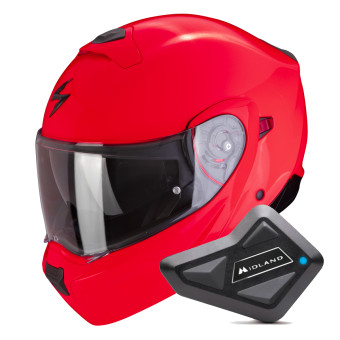 Convertible Scorpion Exo 930 Evo Solid Neon Red + Kit Bluetooth BT Mini