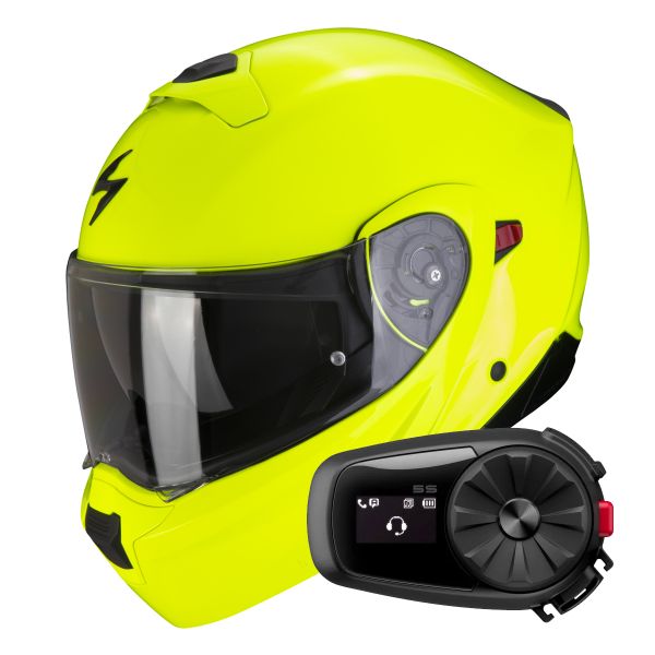 Convertible Scorpion Exo 930 Evo Solid Neon Yellow + Kit Bluetooth 5S Solo Convertible Scorpion Exo 930 Evo Solid Neon Yellow + Kit Bluetooth 5S Solo
