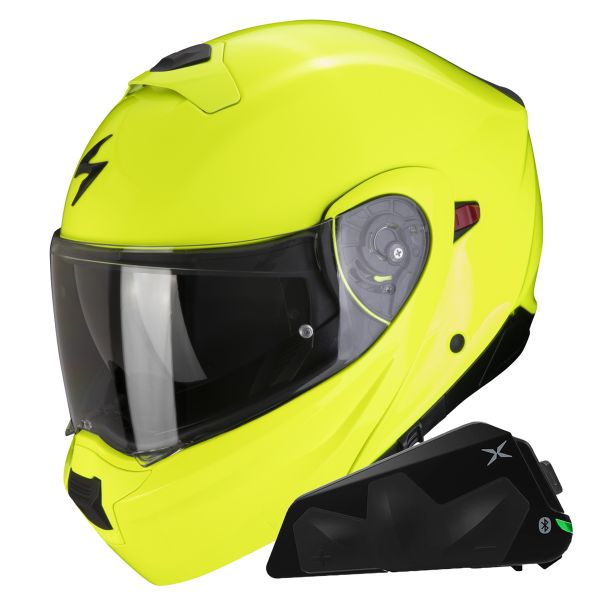 Scorpion Exo 930 Evo Solid Amarillo Nen + Kit Bluetooth Exo-Com Link-1C