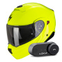 Casque Convertible Scorpion Exo 930 Evo Solid Neon Yellow + Kit Bluetooth Lokui K30