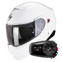 Casque Convertible Scorpion Exo 930 Evo Solid White + Kit Bluetooth 5S Solo