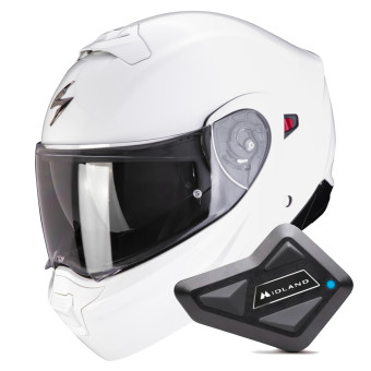 Convertible Scorpion Exo 930 Evo Solid White + Kit Bluetooth BT Mini