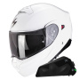 Casque Convertible Scorpion Exo 930 Evo Blanco Slido + Kit Bluetooth Exo-Com Link-1C