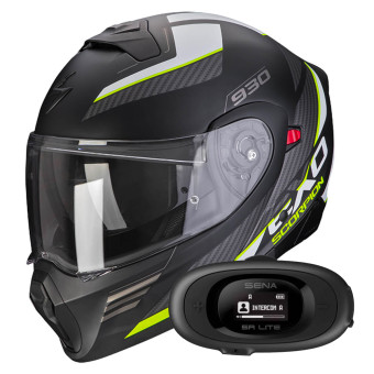Convertible Scorpion Exo 930 Navig Black Matt Yellow Fluo + Kit bluetooth 5R Lite