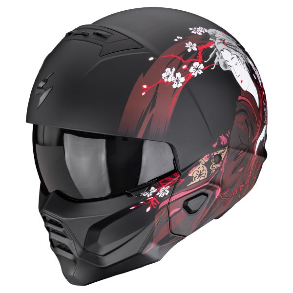 Convertible Scorpion Exo Combat II Demure Matt Black Red