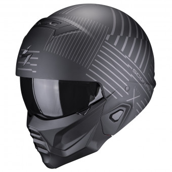 Casque Convertible Scorpion Exo Combat II Miles Matt Black Silver Casque Convertible Scorpion Exo Combat II Miles Matt Black Silver