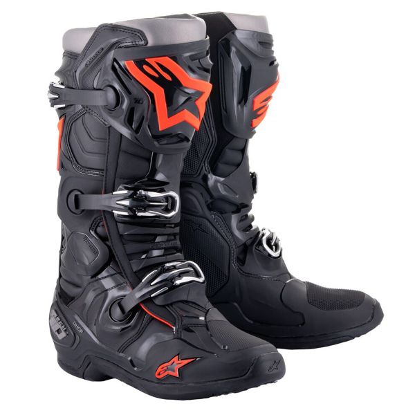 Botas Motocross Alpinestars Tech 10 Negro Rojo Fluo Botas Motocross Alpinestars Tech 10 Negro Rojo Fluo