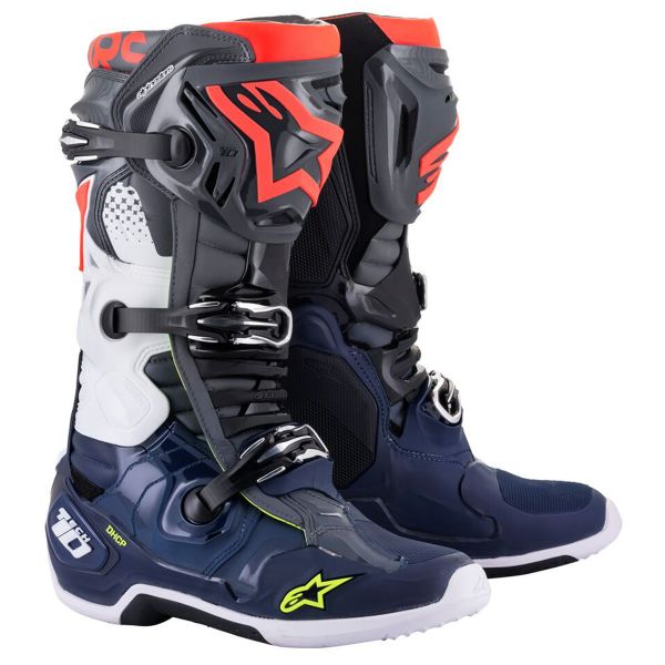 Botas Motocross Alpinestars TECH 10 Dark Gray Dark Blue Red Fluo
