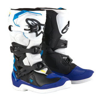 Botas Motocross Alpinestars Tech 3S Youth White Black Enamel Blue Botas Motocross Alpinestars Tech 3S Youth White Black Enamel Blue