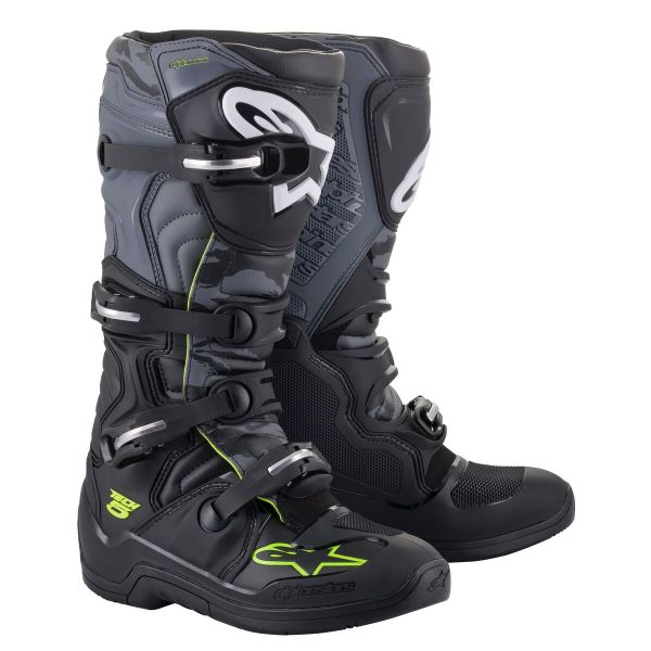 Botas Motocross Alpinestars Tech 5 Negro Gris Frío Amarillo Fluo Botas Motocross Alpinestars Tech 5 Negro Gris Frío Amarillo Fluo