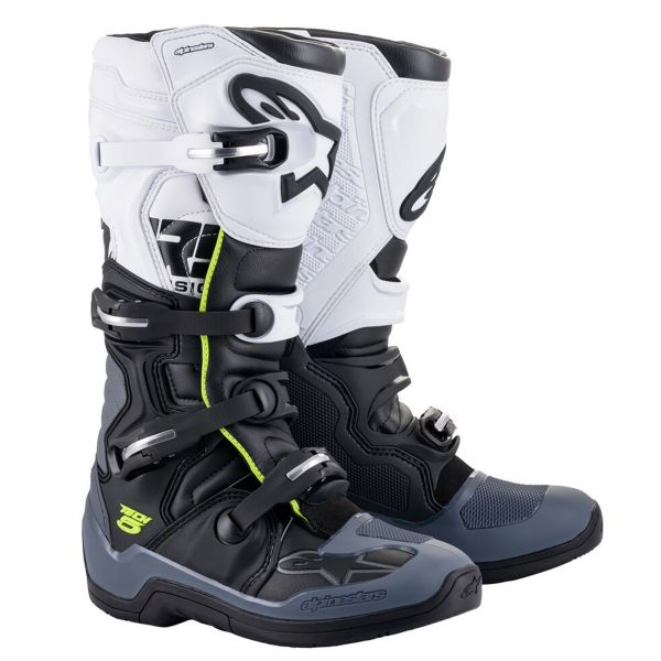 Botas Motocross Alpinestars TECH 5 Negro Gris oscuro Blanco Botas Motocross Alpinestars TECH 5 Negro Gris oscuro Blanco