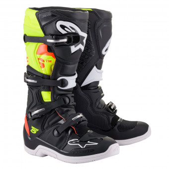 Botas Motocross Alpinestars Tech 5 Black Red Fluo Yellow Botas Motocross Alpinestars Tech 5 Black Red Fluo Yellow