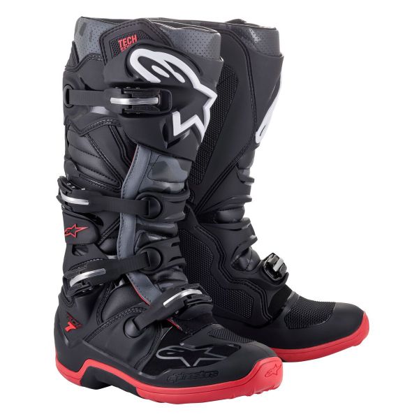 Botas Motocross Alpinestars Tech 7 Black Cool Grey Red